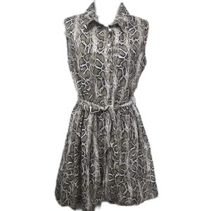 Laura Bianchi Snake Skin Print Linen Shirt Dress Sz S